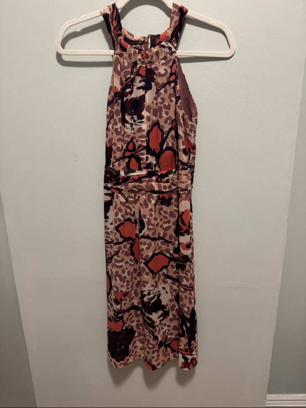 Tory Burch Halter Midi Dress in Rust, Taupe and Black